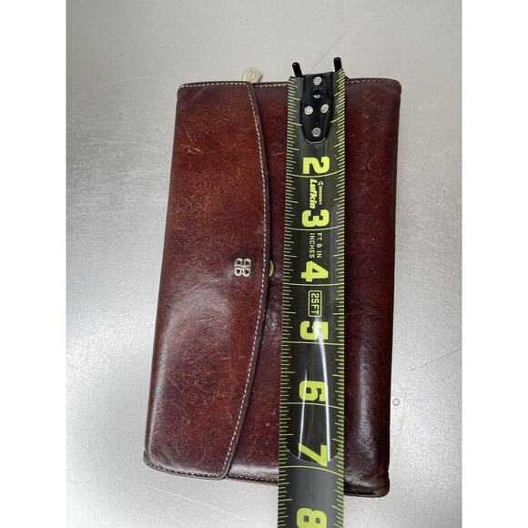 Bosca Leather Bifold With Flap Wallet Brown Snap Purse Check Book - Picture 10 of 10